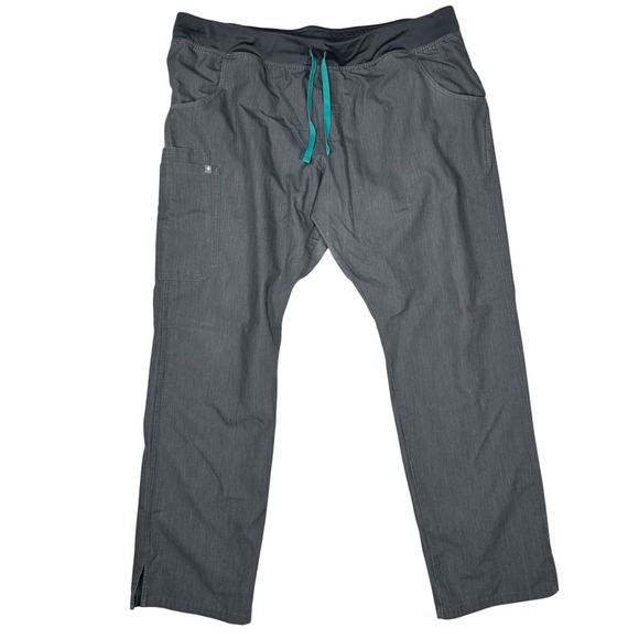 Figs Other - FIGS Kade Cargo Scrub Pants Heather Graphite Gray Teal Drawstring XXL/T